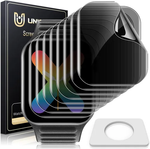 Vista 10 de UniqueMe Paquete de 6 protectores de pantalla de privacidad de TPU compatibles con Apple Watch de 1.575 pulgadas, película flexible mejorada