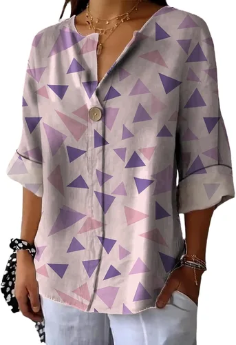 Vista 7 de domirica Camisas de manga corta con cuello en V para mujer, blusas elegantes con estampado floral y ajuste holgado, blusas básicas y cómodas