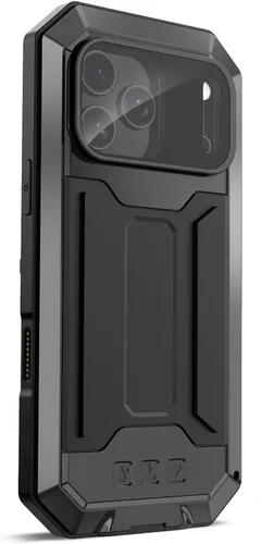 Vista 6 de Funda de metal para iPhone 17 Pro Max /17 Pro/Air/17, soporte de cámara y protector de pantalla integrado, funda de protección resistente, plateado