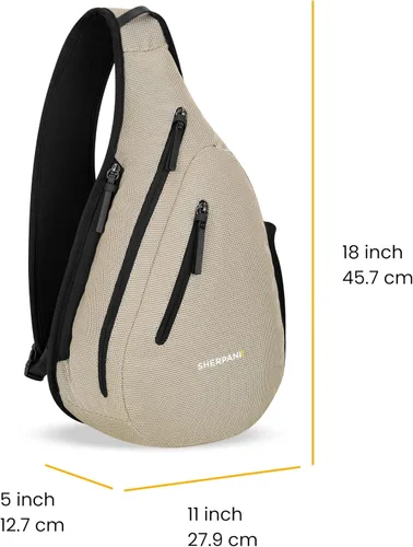 Vista 3 de Sherpani Esprit, bolso bandolera antirrobo, mochila cruzada Beige