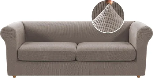 Vista 16 de Funda para silla Chesterfield de 2 piezas para sofá de 1 cojín, fundas para silla de brazo alto, 1 asiento, alta elasticidad, lavable, protector