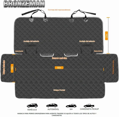 Vista 5 de BRONZEMAN Funda Protectora de Asiento de Banco de Coche 100% Impermeable - Fuerte y Duradera, Resistente y Antideslizante Funda para Asiento Trasero