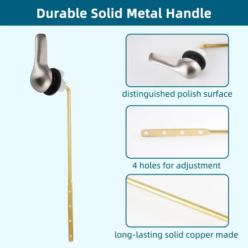 Vista 3 de Hygie Rinse Kit de repuesto de mango de inodoro de metal, ajuste frontal universal, palanca de inodoro compatible con estándar americano/Glacier