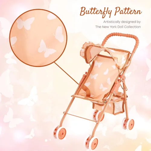 Vista 3 de My First Baby - Cochecito de muñeca para niñas de 3 años, niños pequeños Cochecito de bebé plegable para muñecas, cochecito de juguete