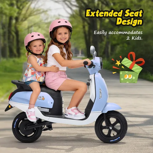 Vista 7 de Motocicleta para niños, ciclomotor eléctrico de 24 V 250 W para Azul