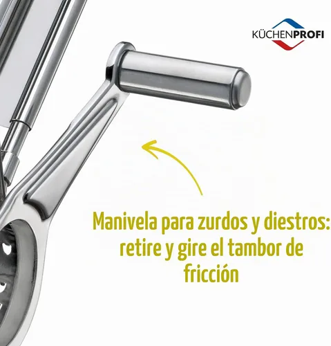 Vista 3 de Küchenprofi Rallador rotativo de queso de tambor único de acero inoxidable, para chocolate y nueces, rallador giratorio de acero inoxidable duradero