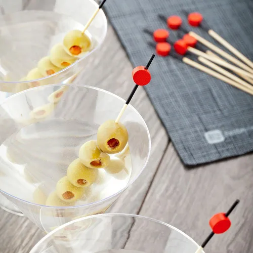 Vista 3 de Restaurantware Púas decorativas de 4.5 pulgadas, 1000 brochetas decorativas de bambú de diseño japonés, puntas afiladas, resistentes, de bambú negro