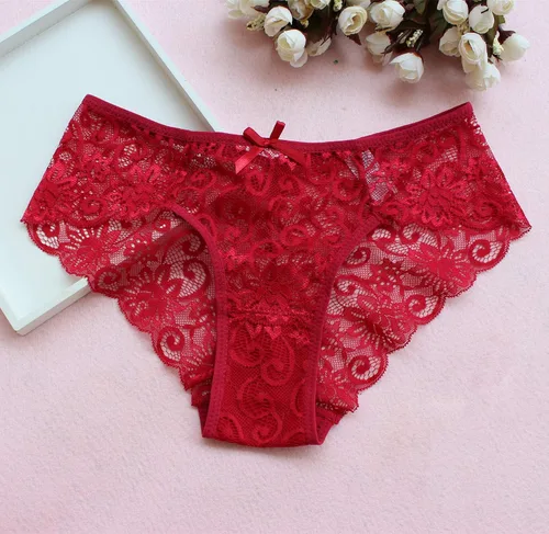 Vista 3 de Bragas de encaje para mujer, sin costuras, ropa interior de encaje, paquete de 5