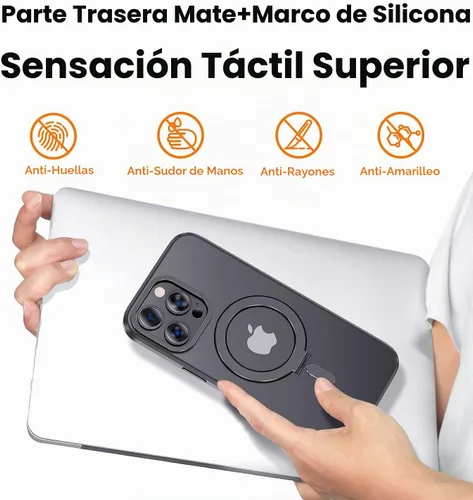 Vista 3 de MAGIC JOHN Funda para iPhone 11 Pro [compatible con Magsafe] [con soporte de metal magnético] [a prueba de golpes de grado militar] Negro