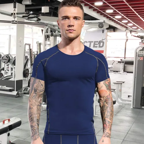 Vista 2 de WRAGCFM Men's Compression Shirts Short Sleeve Athletic Workout Undershirts Quick Dry Base Layer Sports T-Shirts Running Tops