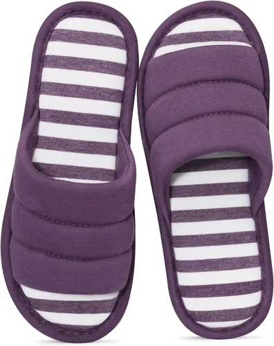 Vista 10 de Shevalues Pantuflas con punta abierta para mujer y hombre, de algodón suave, para interior, con espuma viscoelástica, fáciles de poner, pantuflas