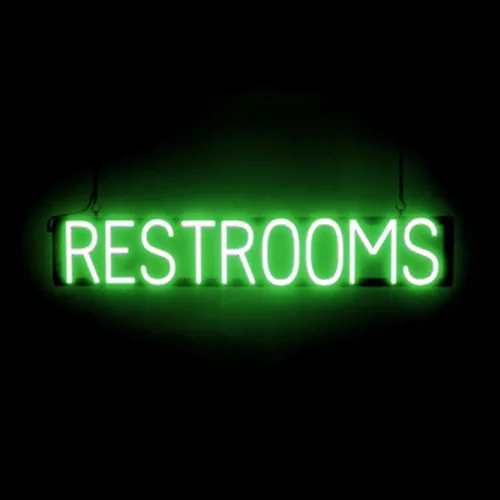 Vista 13 de SpellBrite Letrero de MEN para baños de negocios Letreros relacionados con el baño con aspecto de neón, luz LED azul 13.8 x 6.3 pulgadas