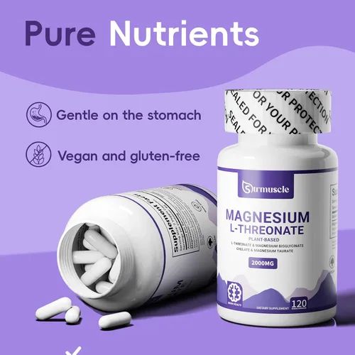 Vista 5 de Suplemento de L-treonato de magnesio para insomnes: fórmula para dormir 2000 mg - Neuro Health Support 120 Cápsulas
