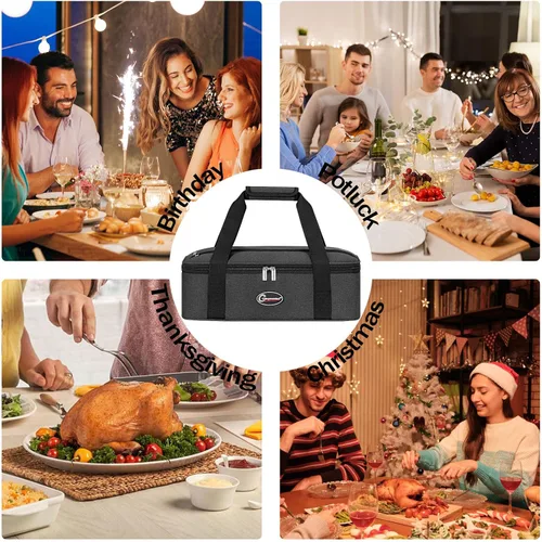 Vista 7 de GhvyenntteS - Porta cacerolas aisladas para alimentos calientes o fríos, bolsa para mantener la comida caliente, bolsa de lasaña para el almuerzo