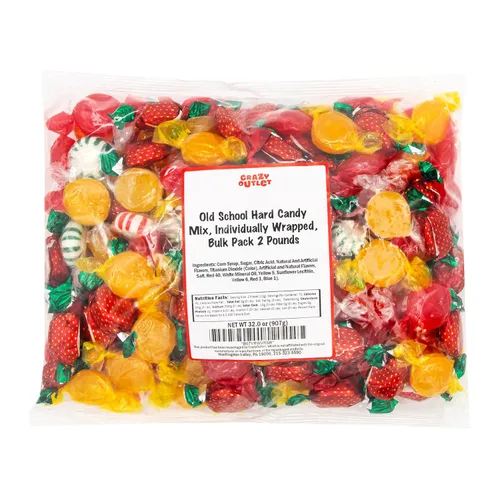 Vista 7 de Surtido de caramelos duros, paquete de 2 libras, caramelos duros a la antigua envueltos individualmente, fresa, canela, caramelo, cereza, limón