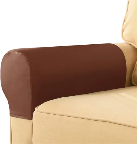 Vista 8 de 2 fundas para reposabrazos de sofá de piel sintética y elastano, elásticas, antideslizantes, protectores para sillones con clavos de giro libre