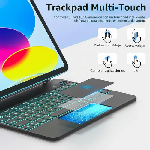 Vista 7 de FUWANG for iPad A16 11th/10th Generation Case with Keyboard, Magic Keyboard with Power Display, Multi-Touch Trackpad Floating Cantilever Stand