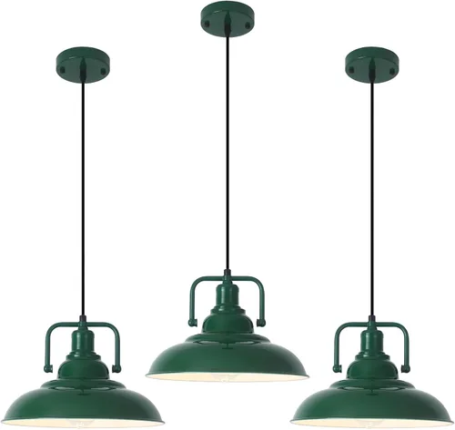 Vista 10 de Paquete de 1 lámpara colgante negra de 12.5 pulgadas, lámpara colgante de granja, iluminación colgante industrial, luces colgantes de cocina, luces