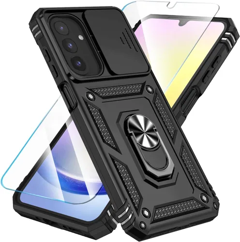 Vista 28 de SunStory Funda compatible con Samsung Galaxy A17 5G con protector de pantalla HD, cubierta de cámara deslizante y soporte de anillo giratorio, a