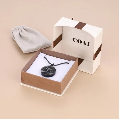 Vista 16 de COAI Collar de obsidiana negra con árbol de la vida para hombre