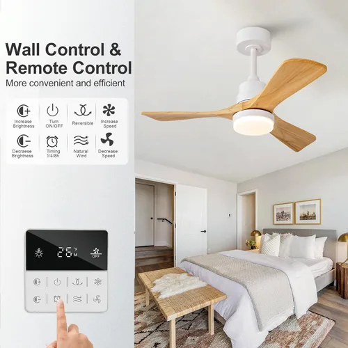 Vista 4 de Ventiladores de techo de 36 pulgadas para exteriores con luces y control remoto, ventiladores de techo de madera para exteriores regulables de 3