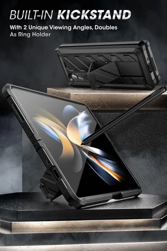 Vista 4 de SUPCASE Funda para Galaxy Z Fold 4 con soporte y clip para cinturón (Unicorn Beetle), [protector de pantalla integrado]