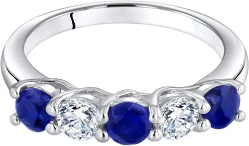 Vista 3 de PEORA 925 Sterling Silver Five-Stone Trellis Ring Band for Women in Various Gemstones, 3.5mm Width, Sizes 5 to 9