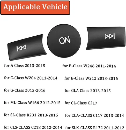 Vista 8 de Cubierta de botón de volumen ON para radio de automóvil, compatible con Mercedes Benz B C E G Clase W246 W204 W212 ML W166 CL/SL/CLA/CLS/SLK