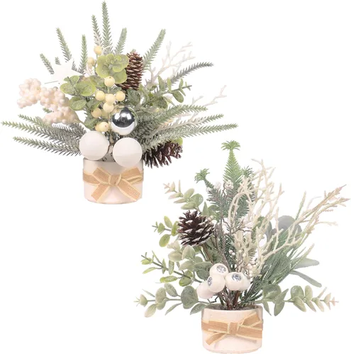 Vista 8 de JIALEIXI Pequeño mini árbol de Navidad de mesa, maceta artificial de 12 pulgadas para decoración de Navidad, para decoración de Navidad