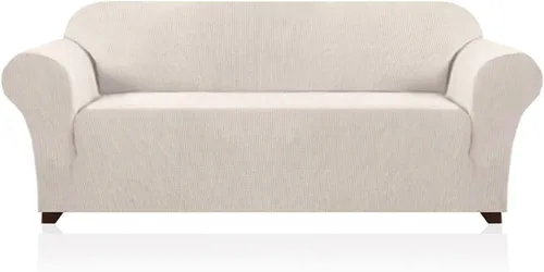 Vista 30 de PrinceDeco Funda elástica para sofá de 3 cojines, funda de sofá de tela jacquard de elastano de 1 pieza, funda universal antideslizante, protector