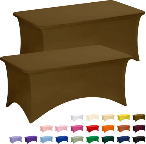Vista 36 de Fixwal Paquete de 10 Cubiertas de Mesa de Spandex de 6 Pies para Mesas de 6 Pies, Mantel Rectangular Elástico Ajustado, Cubierta de Mesa de Patio
