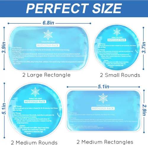 Vista 5 de Tutmyrea Paquetes de hielo reutilizables para lesiones, paquete de 8 unidades de gel suave, compresa fría y caliente, paquete de hielo para niños