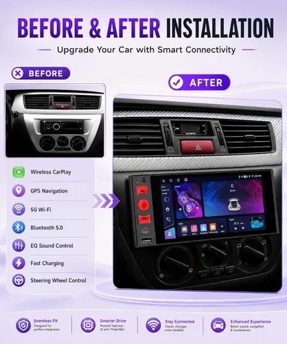 Vista 2 de Rimoody Android 15 Estéreo de Coche 1 Din Inalámbrico Carplay Android auto, 4G+64G Radio de Coche 1 Din Bluetooth 5.0, Receptor de Audio de Coche