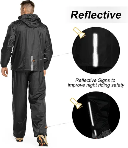 Vista 4 de 33,000ft Traje de lluvia para hombre con capucha oculta, impermeable, equipo de lluvia (chaquetas y pantalones)