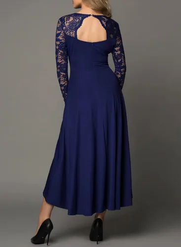 Vista 2 de Elegante vestido de noche de cóctel asimétrico alto y bajo de moda para mujer