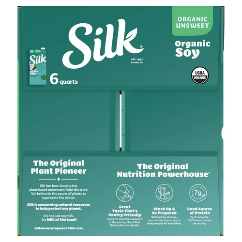 Vista 10 de Silk Leche de soja orgánica sin azúcar, cajas asépticas de 32 onzas (paquete de 6)