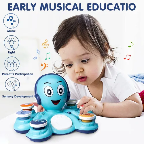 Vista 4 de Juguetes musicales para bebés, juguetes de aprendizaje para niños pequeños, juguetes musicales de pulpo, juguetes educativos musicales para niños