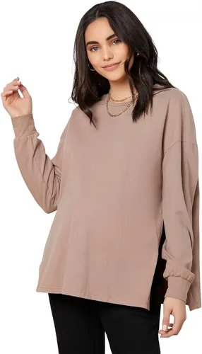 Vista 4 de MakeMeChic Camiseta de maternidad de manga larga para mujer con abertura lateral para embarazo