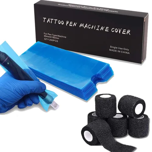 Vista 10 de 200 piezas de fundas para bolígrafos con 8 piezas de cinta adhesiva para agarre - Fundas para bolígrafos azules SOTICA, fundas para máquinas, fundas