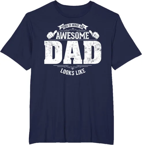 Vista 18 de This is what a awesome dad looks like vintage style design T-Shirt, Negro