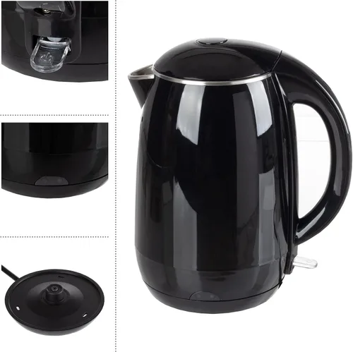 Vista 4 de Hervidor eléctrico – Calentador de agua de ebullición rápida con apagado automático con interior de acero inoxidable y construcción de doble pared