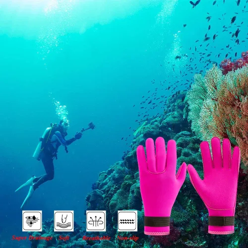 Vista 4 de Guantes de neopreno de 0.118 pulgadas (0.118 in), guantes térmicos antideslizantes para hombres y mujeres, esnórquel, esquí acuático, natación