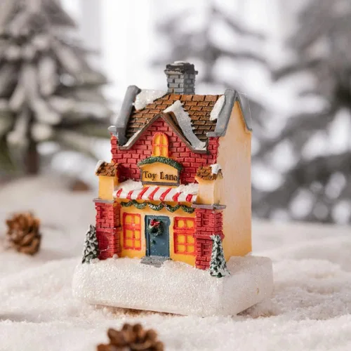 Vista 15 de Ochine Casa con luz de pueblo navideño, decoración navideña con luz LED, material de resina, edificios coleccionables de vacaciones