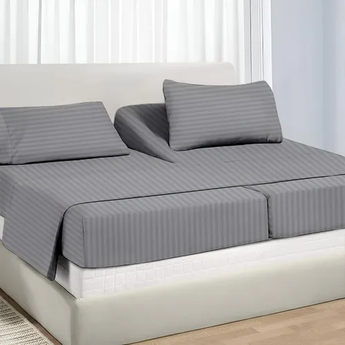 Vista 41 de Juego de sábanas divididas tamaño King para camas ajustables con bolsillo profundo, juegos de sábanas bajeras individuales XL para cama ajustable