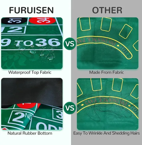Vista 4 de Tapete de póquer con alfombrilla de póquer, cubierta de goma antideslizante para mesa de juego de ruleta, tapete de póquer con bolsa de transporte