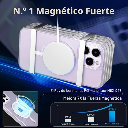 Vista 3 de MOCCA Funda magnética fuerte para iPhone 13 Pro Max, [compatible con Magsafe] [protector de pantalla de vidrio + protector de lente de cámara] Funda