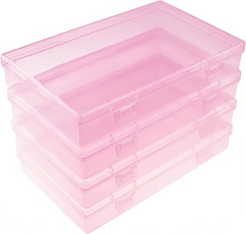 Vista 15 de 12 cajas de plástico rectangulares de plástico, contenedores organizadores vacíos con tapas con bisagras para objetos pequeños y otros proyectos