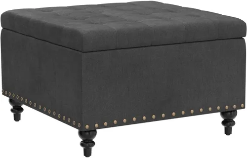 Vista 5 de HUIMO Otomana cuadrada con almacenamiento, mesa de café otomana grande para sala de estar (Gris oscuro)