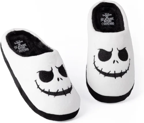 Vista 6 de Disney The Nightmare Before Christmas Jack Skellington Face - Pantuflas para mujer, Negro