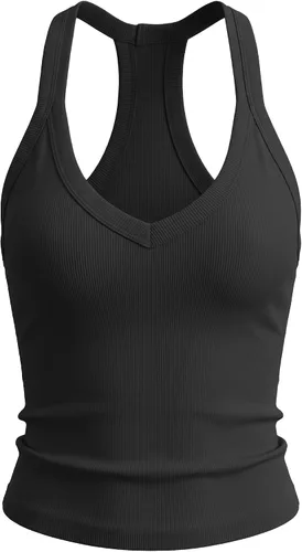 Vista 23 de Camiseta sin mangas para mujer RibKnit Racerback Cami Slim Fit Elástica